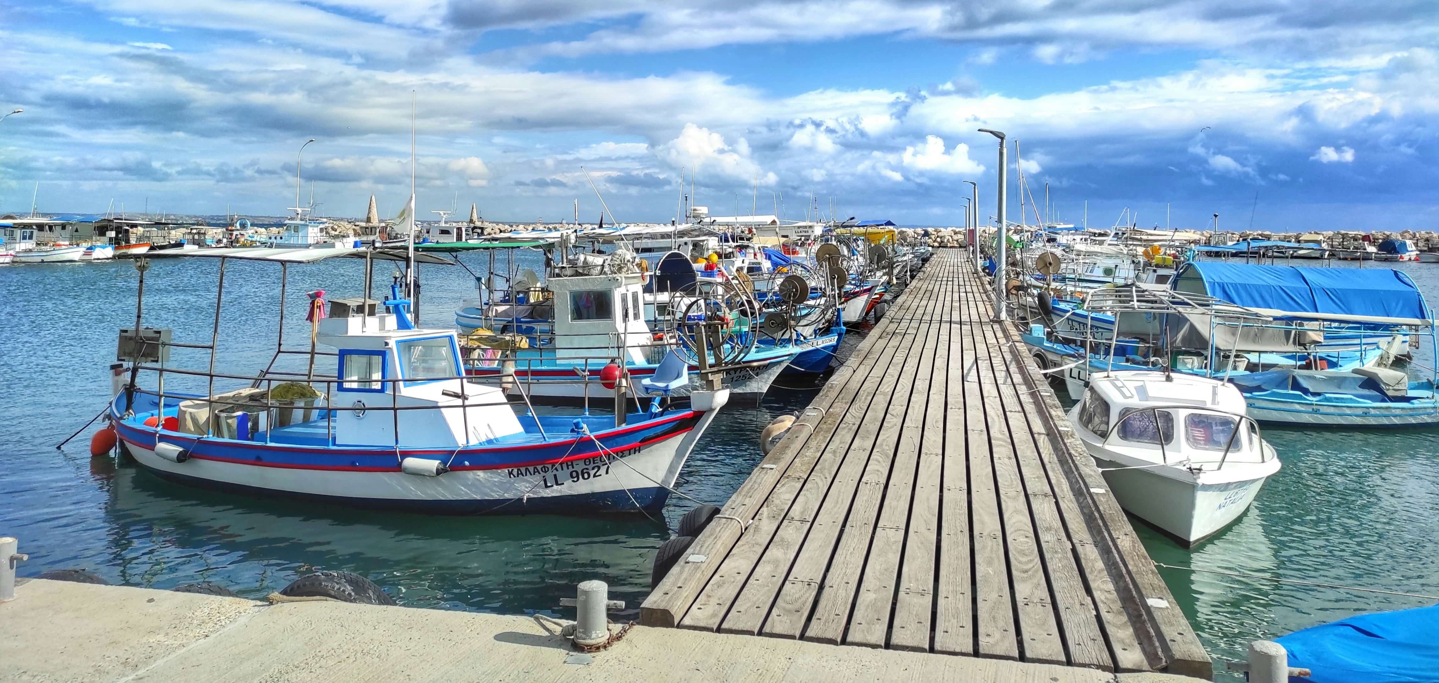 A picturesque view of Larnaca Port, Cyprus.