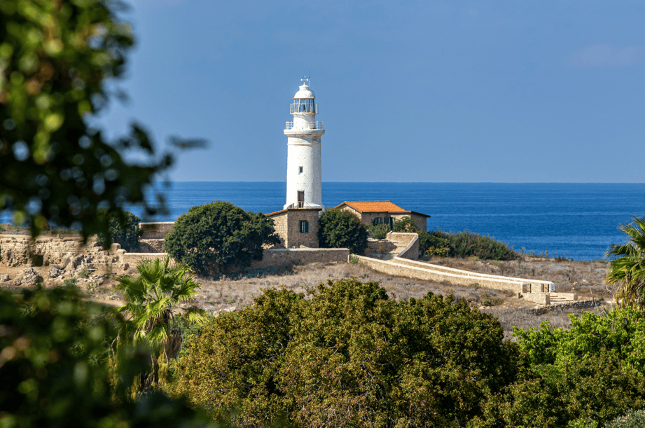 Historic Paphos Lighthouse on the coast of Cyprus.