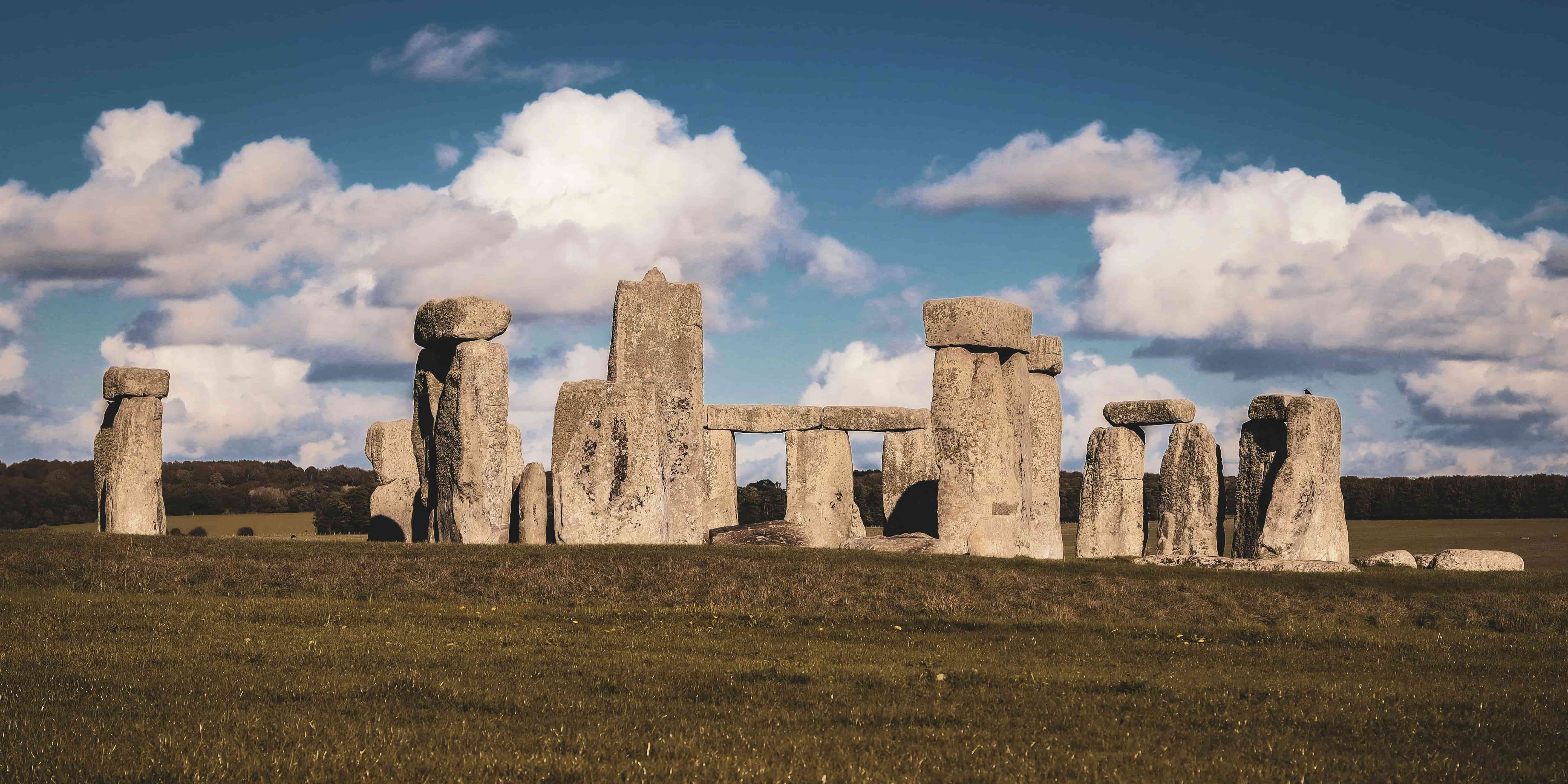 View of Stonehenge on Salisbury Plain in Wiltshire, England