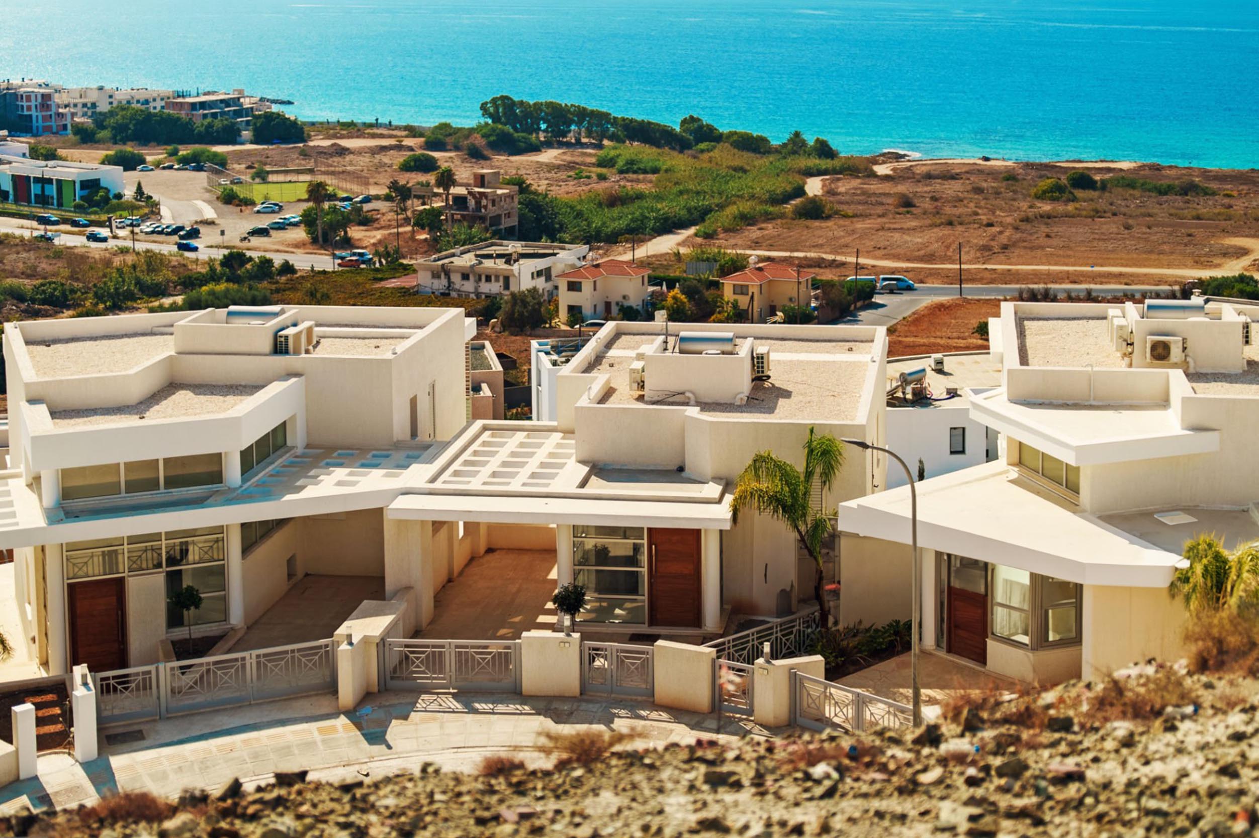 Luxury houses on the top of the mountain in Paphos