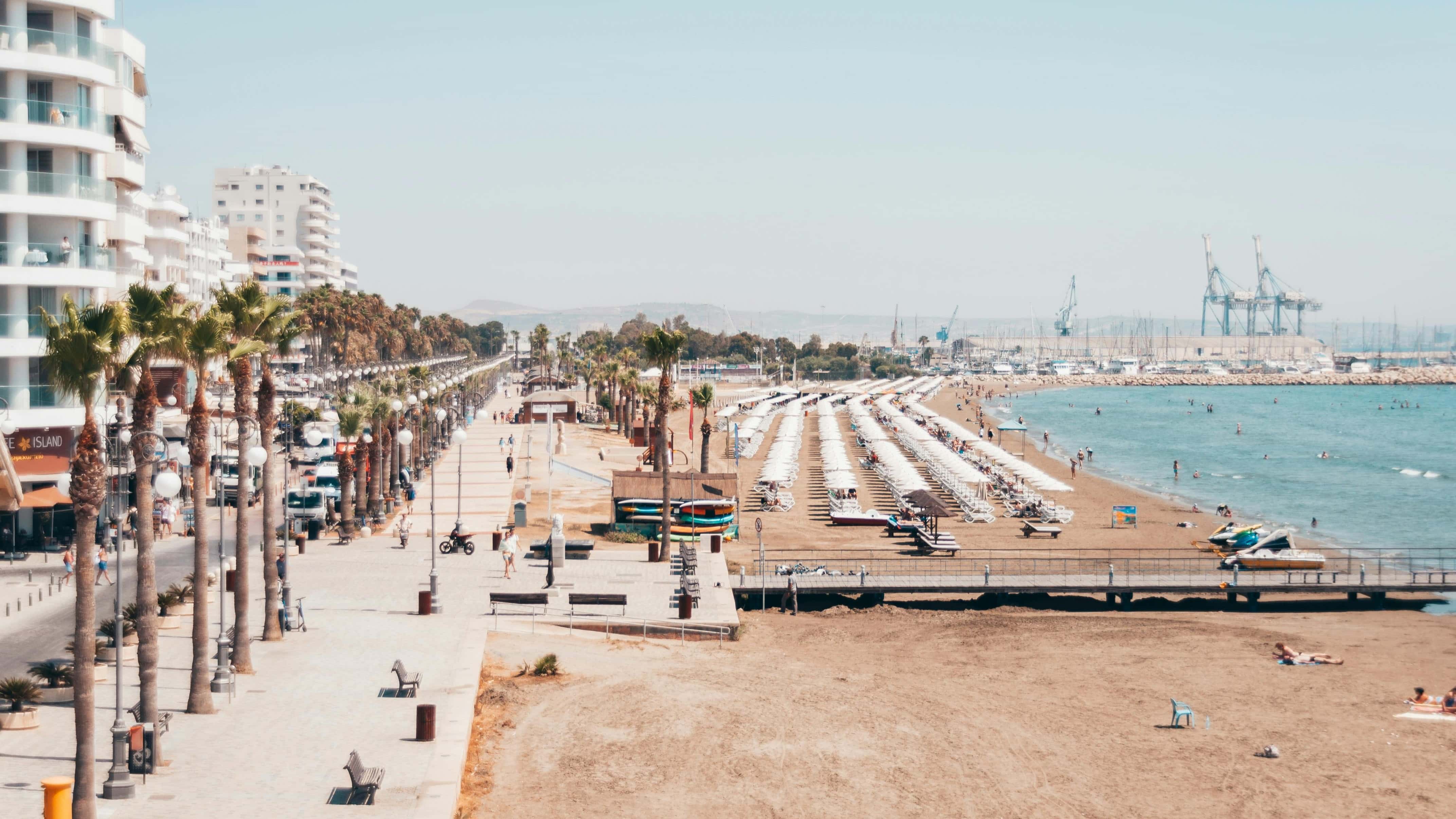 Clear Sky over City on Beach