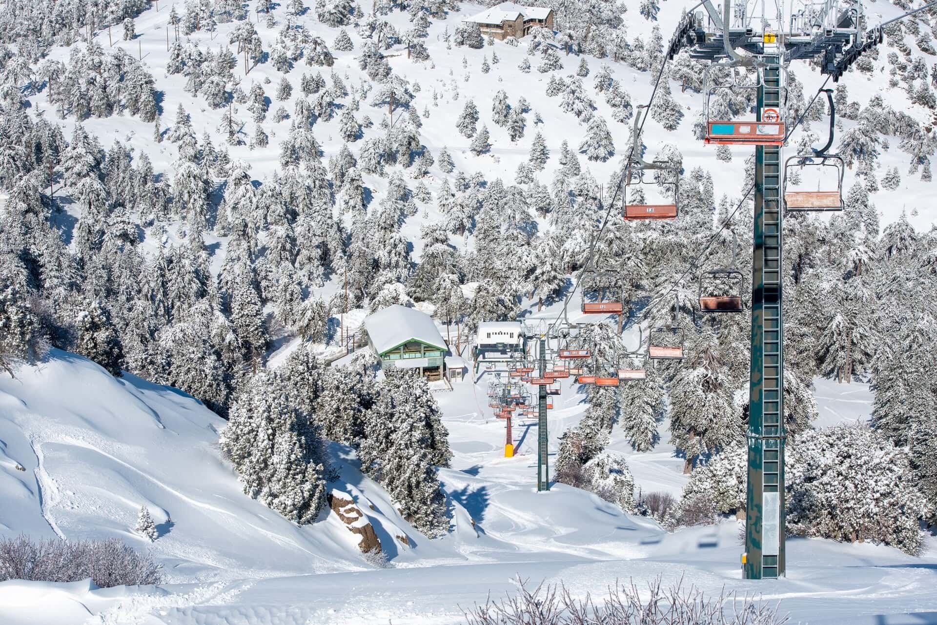 skiing in the Troodos Mountains in winter