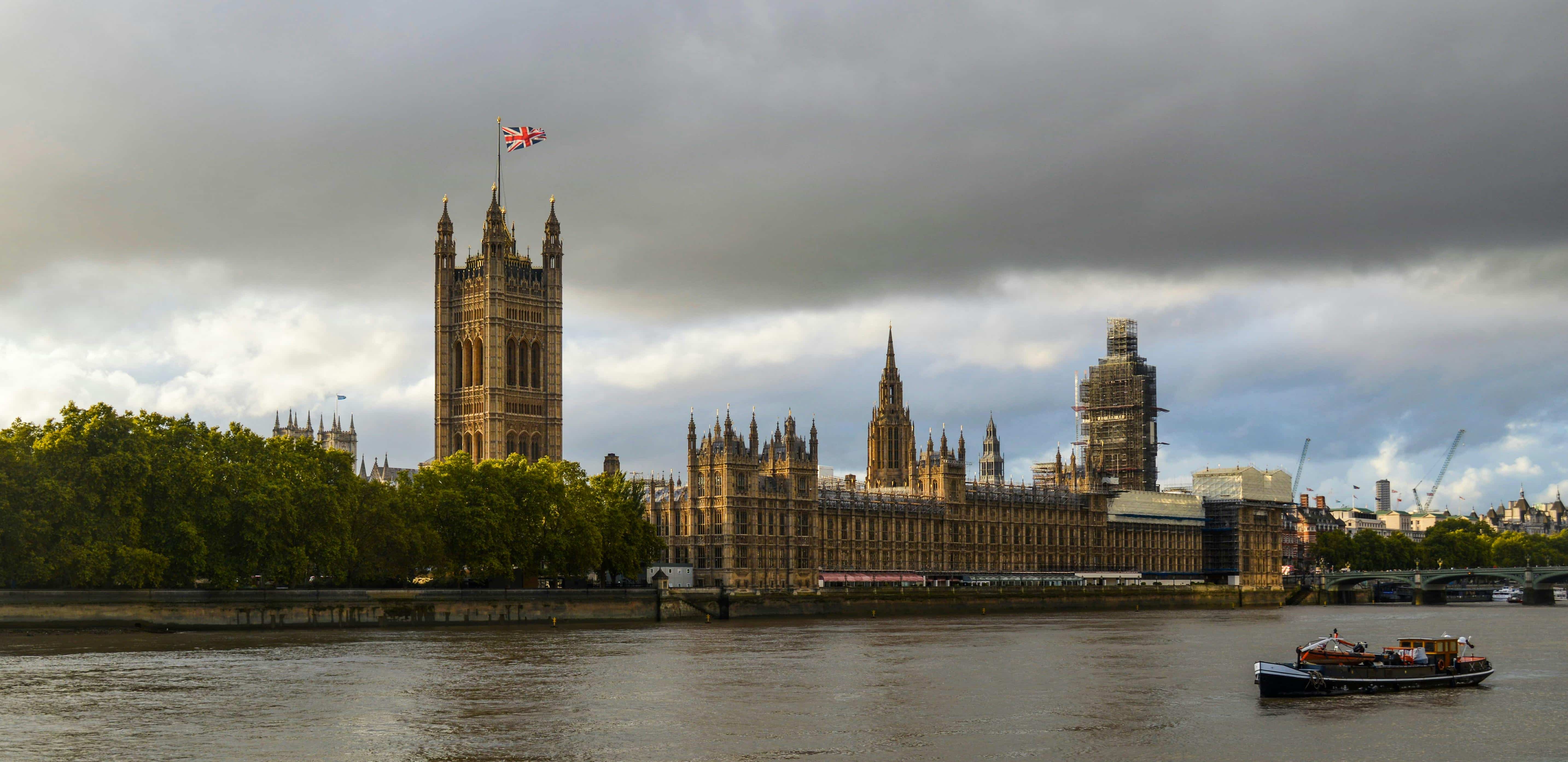 Palace of Westminster in front of Thames uk