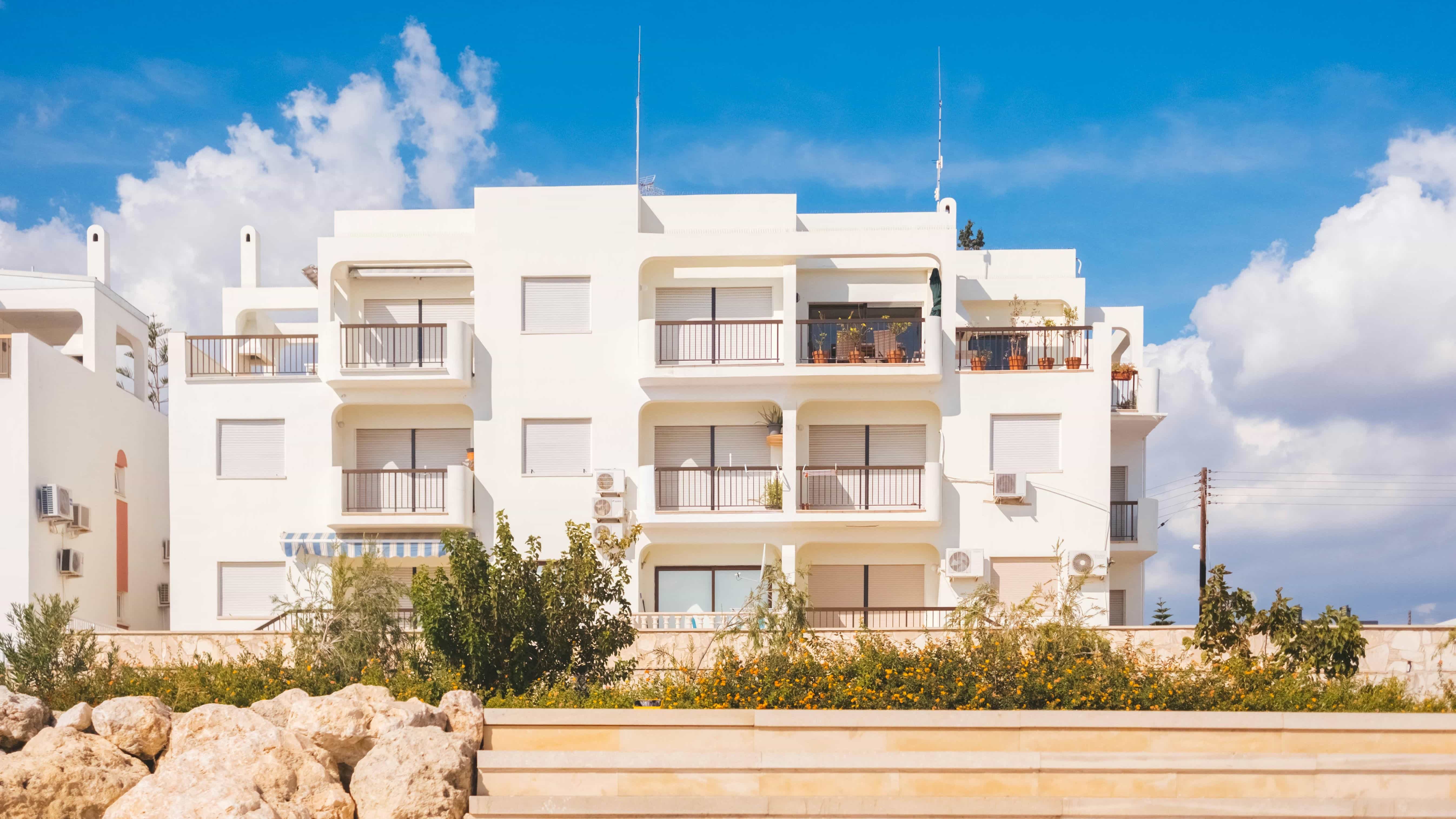 White apartment building