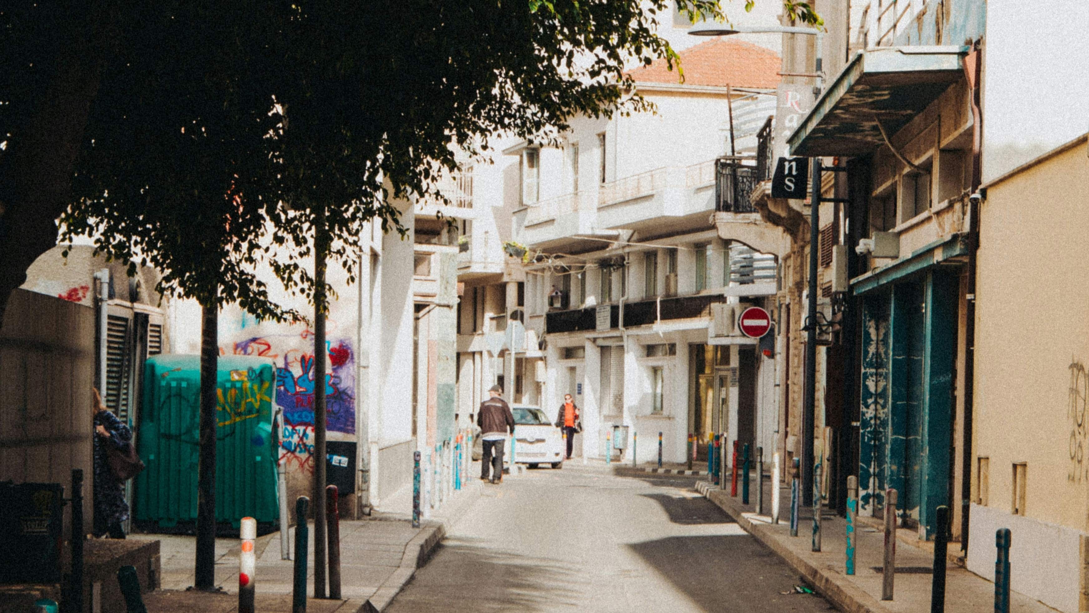 An empty street in Limassol in the daytime